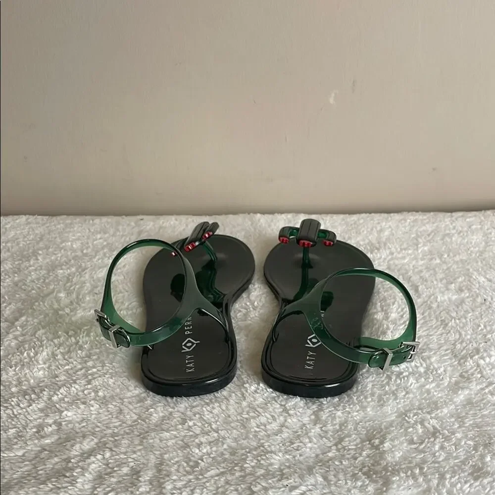 Katy Perry Cactis Green Jelly Thong Ankle Strap Lightweight Women's 9 Sandals